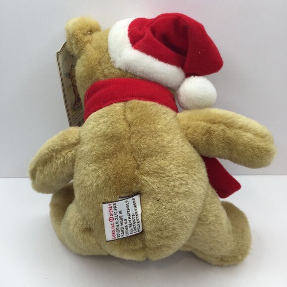 Disney Classic Pooh Gund Plush Christmas Bear Santa Hat Scarf 10" Stuffed Animal - Picture 7 of 12